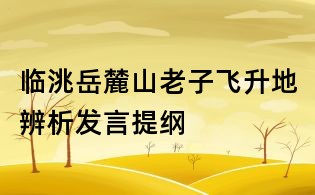 臨洮岳麓山老子飛升地辨析發言提綱