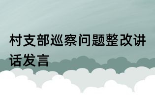 村支部巡察問題整改講話發言