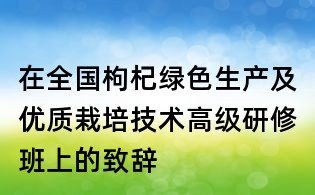 在全國枸杞綠色生產及優質栽培技術高級研修班上的致辭