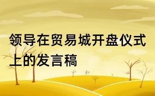 領導在貿易城開盤儀式上的發言稿