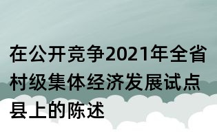 在公開(kāi)競(jìng)爭(zhēng)2021年全省村級(jí)集體經(jīng)濟(jì)發(fā)展試點(diǎn)縣上的陳述