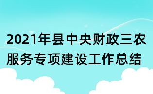 2021年縣中央財(cái)政三農(nóng)服務(wù)專項(xiàng)建設(shè)工作總結(jié)