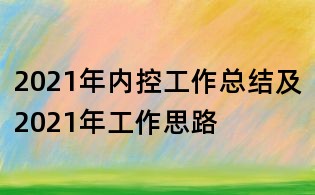 2021年內(nèi)控工作總結(jié)及2021年工作思路