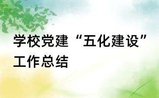 學(xué)校黨建“五化建設(shè)”工作總結(jié)