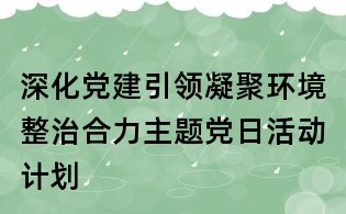 深化黨建引領(lǐng)凝聚環(huán)境整治合力主題黨日活動(dòng)計(jì)劃