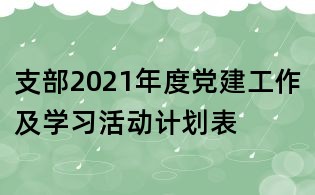 支部2021年度黨建工作及學(xué)習(xí)活動計劃表