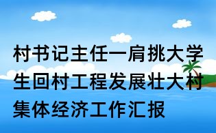 村書記主任一肩挑大學(xué)生回村工程發(fā)展壯大村集體經(jīng)濟工作匯報
