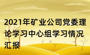 2021年礦業(yè)公司黨委理論學(xué)習(xí)中心組學(xué)習(xí)情況匯報(bào)