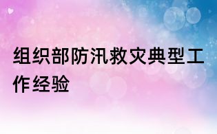 組織部防汛救災(zāi)典型工作經(jīng)驗