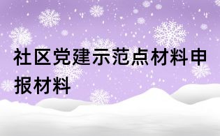 社區(qū)黨建示范點材料申報材料