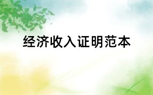 經濟收入證明范本