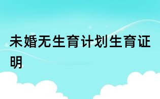 未婚無生育計劃生育證明