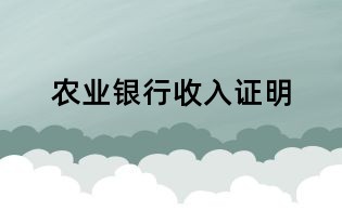 農(nóng)業(yè)銀行收入證明
