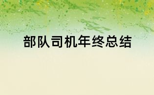 部隊司機年終總結(jié)