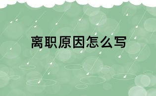 離職原因怎么寫