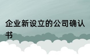 企業(yè)新設(shè)立的公司確認(rèn)書