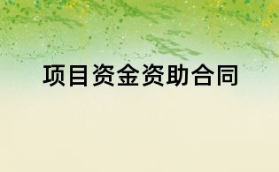 項(xiàng)目資金資助合同