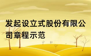 發(fā)起設(shè)立式股份有限公司章程示范