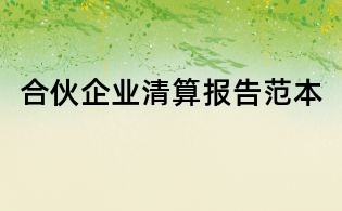 合伙企業(yè)清算報告范本