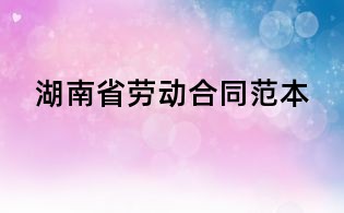 湖南省勞動合同范本