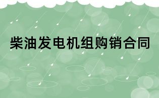 柴油發電機組購銷合同
