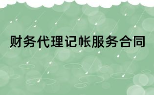 財(cái)務(wù)代理記帳服務(wù)合同