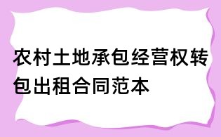 農村土地承包經營權轉包出租合同范本