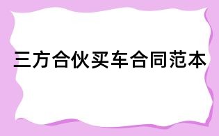 三方合伙買(mǎi)車合同范本