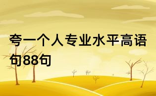 夸一個人專業水平高語句88句