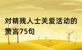 對精殘人士關愛活動的贊言75句