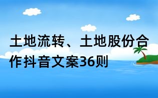 土地流轉、土地股份合作抖音文案36則