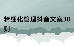 精細(xì)化管理抖音文案30則