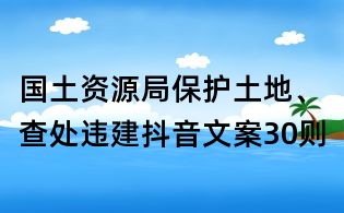 國土資源局保護土地、查處違建抖音文案30則