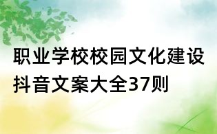 職業學校校園文化建設抖音文案大全37則