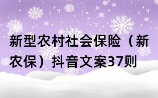 新型農村社會保險(新農保)抖音文案37則