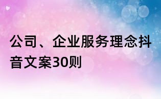 公司、企業(yè)服務(wù)理念抖音文案30則
