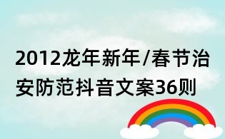 2012龍年新年/春節治安防范抖音文案36則