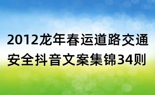2012龍年春運道路交通安全抖音文案集錦34則