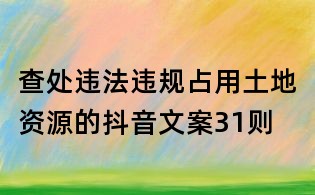 查處違法違規占用土地資源的抖音文案31則