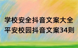 學校安全抖音文案大全:平安校園抖音文案34則