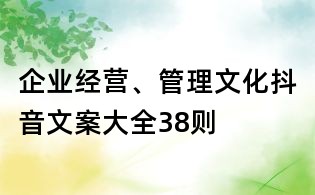 企業經營、管理文化抖音文案大全38則