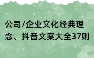 公司/企業(yè)文化經(jīng)典理念、抖音文案大全37則