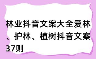 林業抖音文案大全：愛林、護林、植樹抖音文案37則