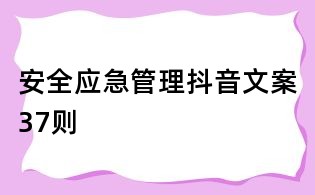 安全應(yīng)急管理抖音文案37則
