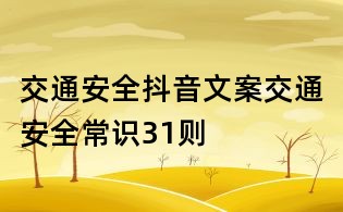 交通安全抖音文案:交通安全常識31則