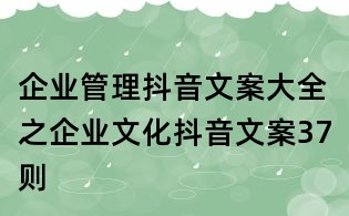 企業管理抖音文案大全之企業文化抖音文案37則