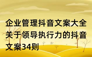 企業管理抖音文案大全：關于領導執行力的抖音文案34則