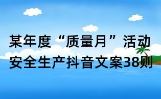 某年度“質量月”活動安全生產抖音文案38則