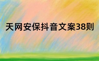 天網安保抖音文案38則