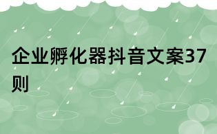 企業孵化器抖音文案37則